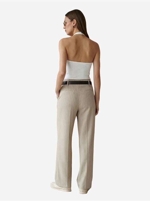 Pantalón de pernera ancha a rayas con pinzas dilvin - Kiabi Pantalón de pernera ancha a rayas con pinzas dilvin - Kiabi