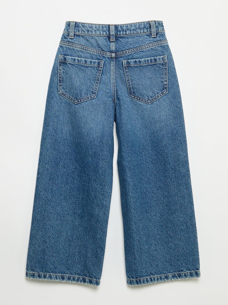 Pantalón de pernera ancha con bordados de corazones Azul - Kiabi