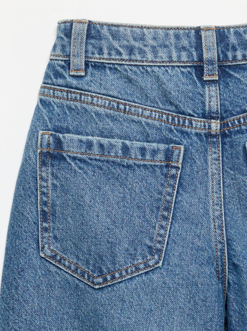 Pantalón de pernera ancha con bordados de corazones Azul - Kiabi