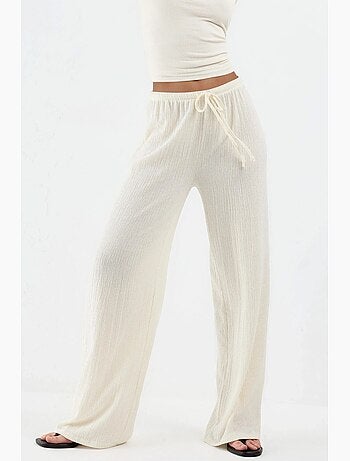 Pantalón de pernera ancha con cintura de cordón busem