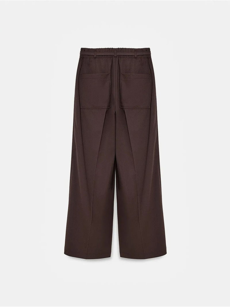 Pantalón de pernera ancha con cinturón dilvin Marrón chocolate - Kiabi