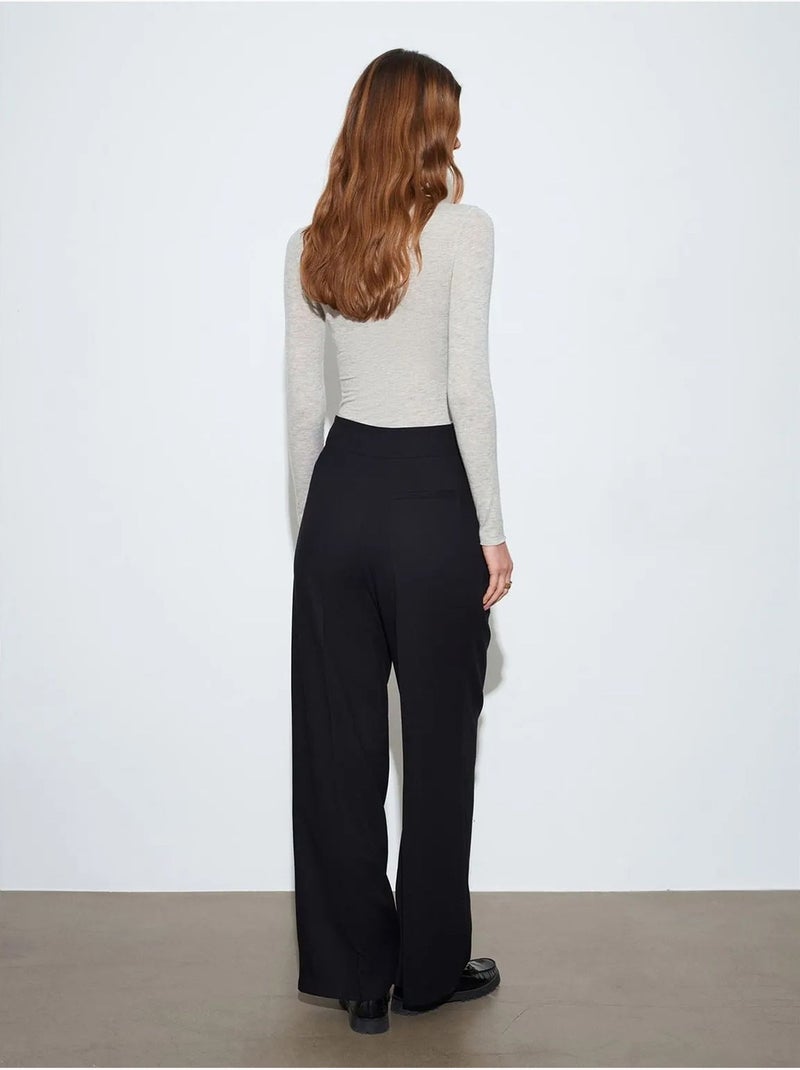 Pantalón de pernera ancha con cinturón dilvin Negro - Kiabi
