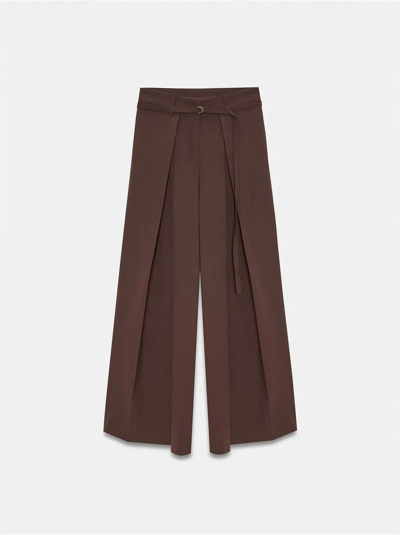 Pantalón de pernera ancha con pinzas dilvin Marrón chocolate - Kiabi