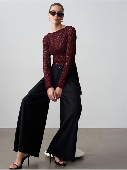 Pantalón de pernera ancha con pinzas dilvin - Kiabi Pantalón de pernera ancha con pinzas dilvin - Kiabi