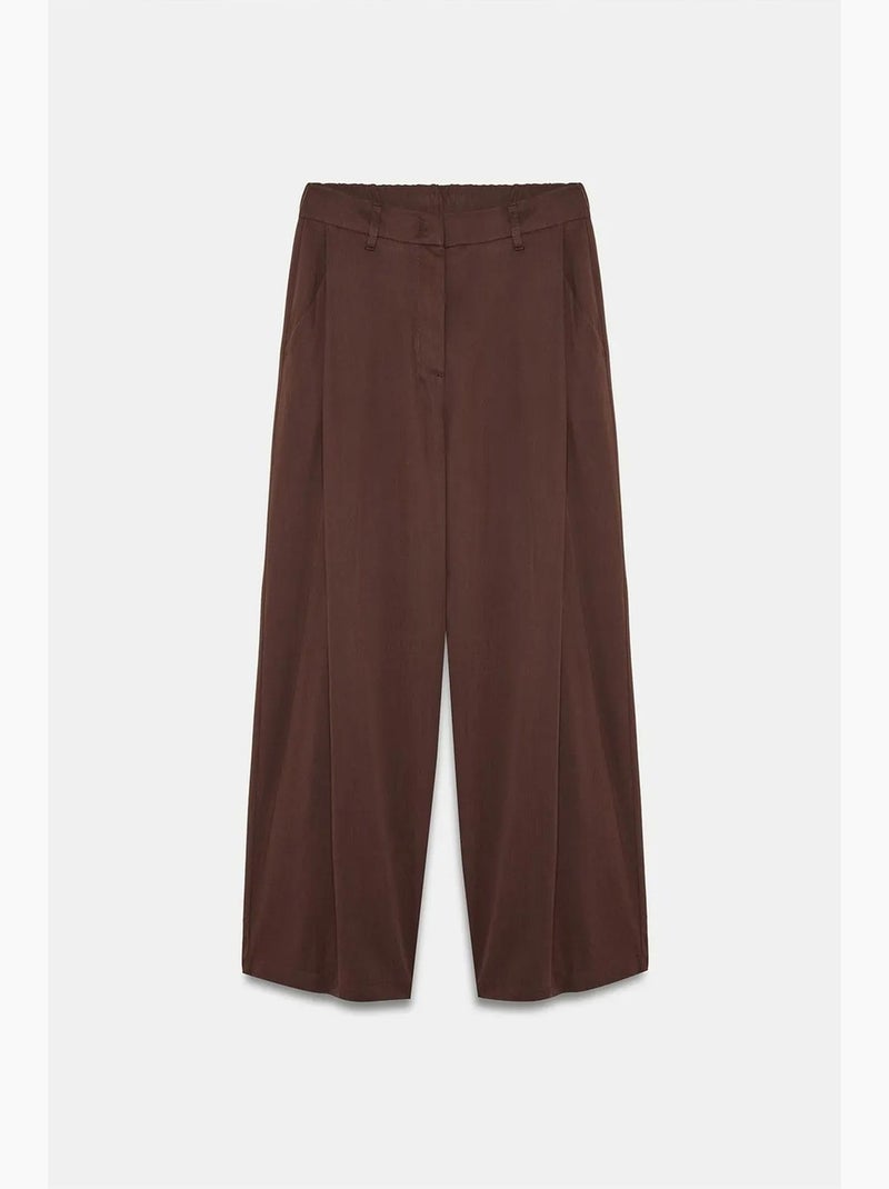Pantalón de pernera ancha con pliegues dilvin Marrón chocolate - Kiabi