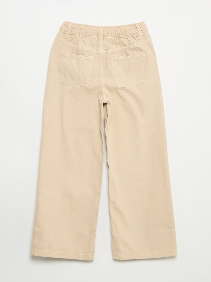 Pantalón de pernera ancha de cintura ajustable Beige - Kiabi