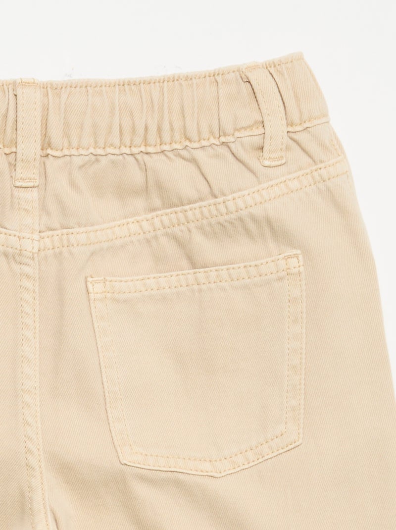 Pantalón de pernera ancha de cintura ajustable Beige - Kiabi