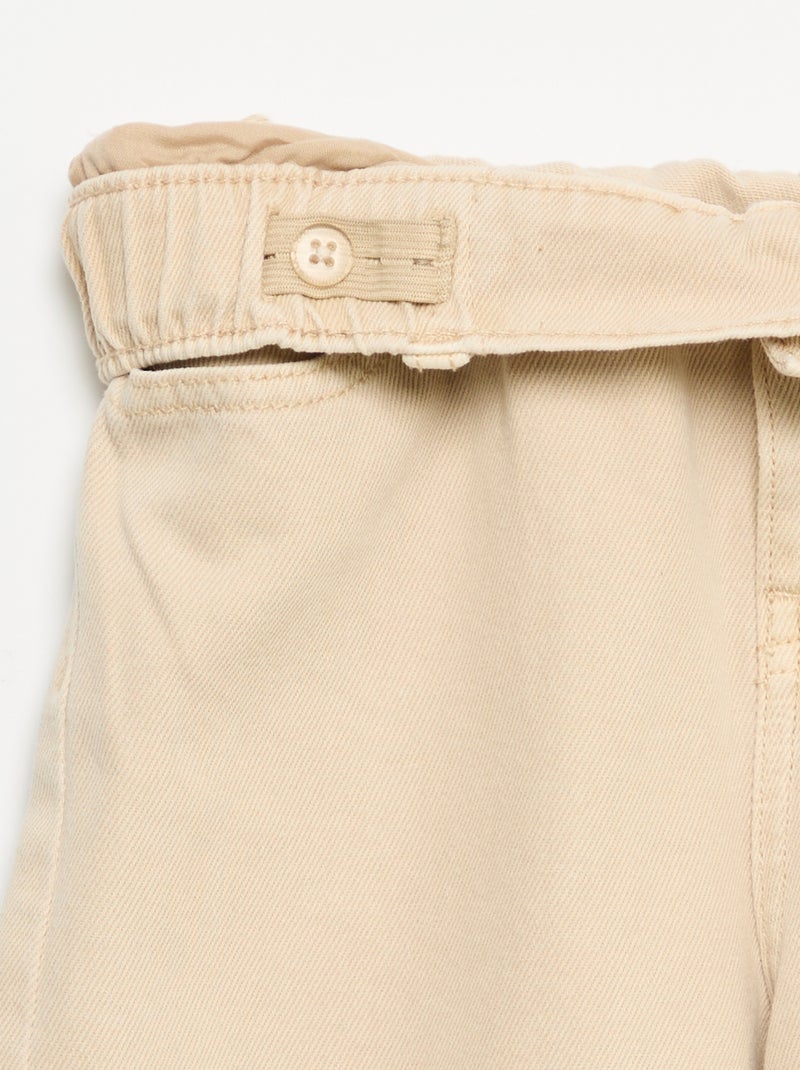 Pantalón de pernera ancha de cintura ajustable Beige - Kiabi