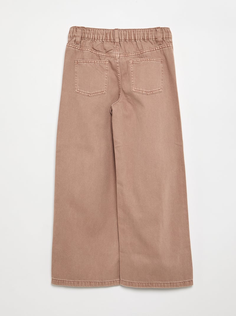 Pantalón de pernera ancha de cintura ajustable Marron - Kiabi