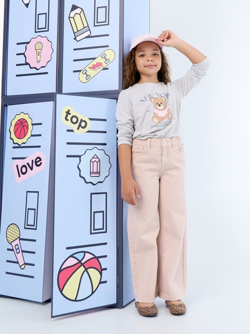 Pantalón de pernera ancha de cintura ajustable - Kiabi Pantalón de pernera ancha de cintura ajustable - Kiabi