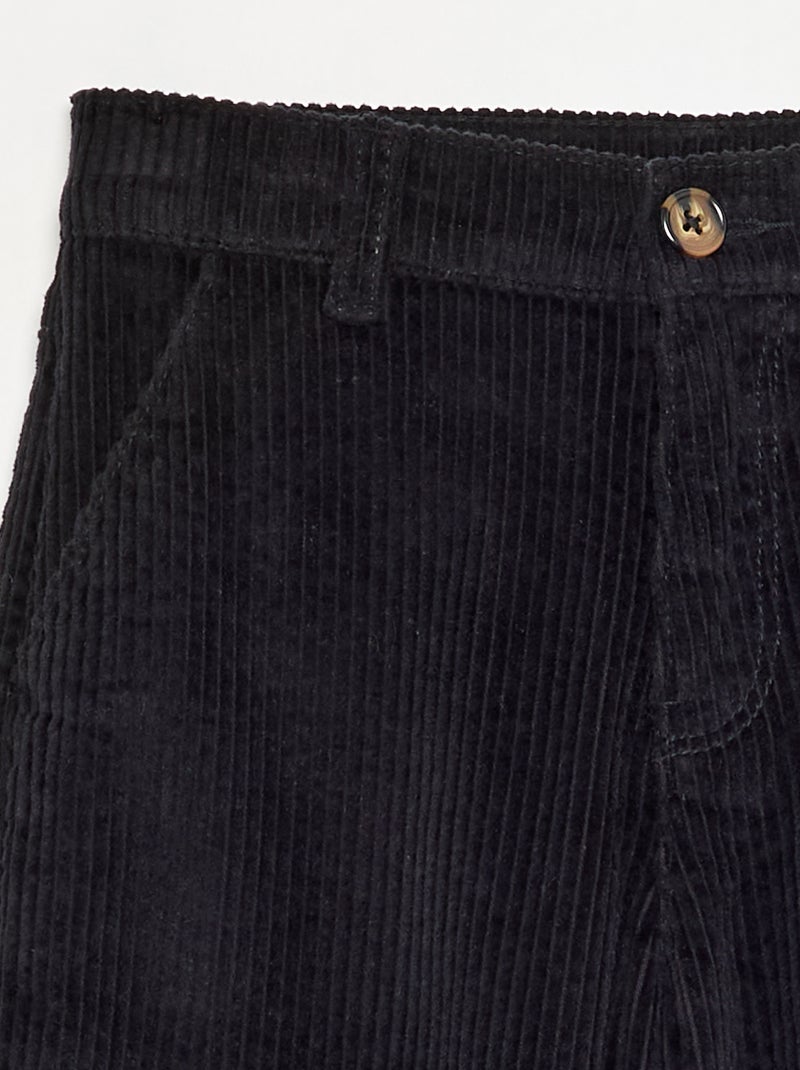 Pantalón de pernera ancha de pana Negro - Kiabi