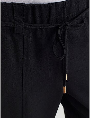 Pantalón de pernera ancha de tejido con cintura elástica y cordón ajustable