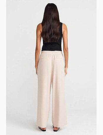 Pantalón de pernera ancha de tencel con cintura con cordón dilvin