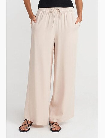 Pantalón de pernera ancha de tencel con cintura con cordón dilvin