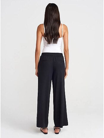 Pantalón de pernera ancha de tencel con cintura con cordón dilvin