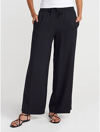 Pantalón de pernera ancha de tencel con cintura con cordón dilvin