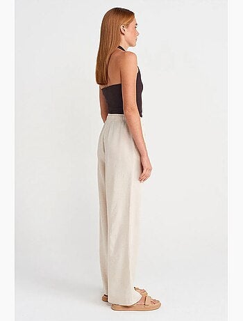Pantalón de pernera ancha en mezcla de lino dilvin