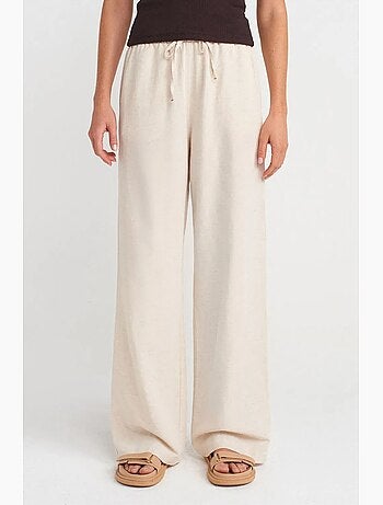 Pantalón de pernera ancha en mezcla de lino dilvin