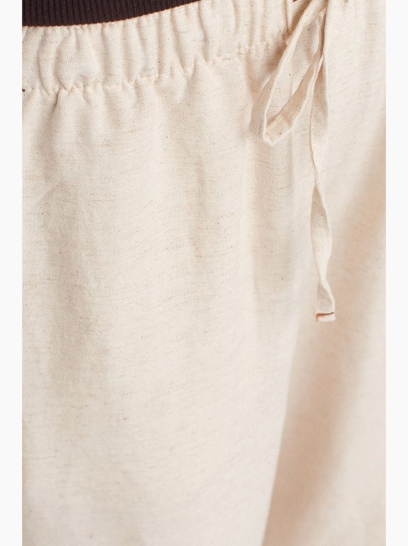 Pantalón de pernera ancha en mezcla de lino dilvin Beige natural - Kiabi