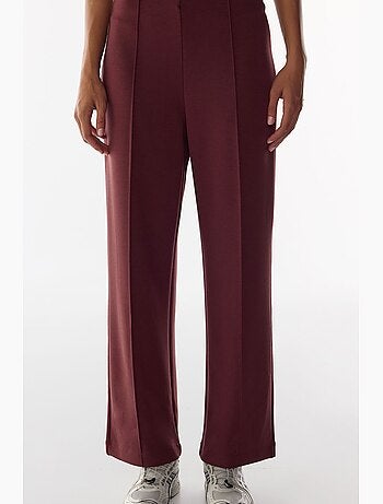 Pantalón de pierna ancha con cintura alta y canalé penti