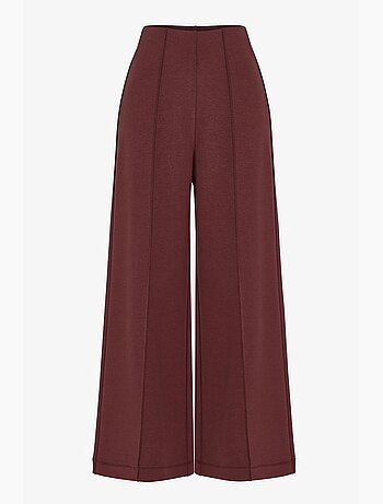 Pantalón de pierna ancha con cintura alta y canalé penti