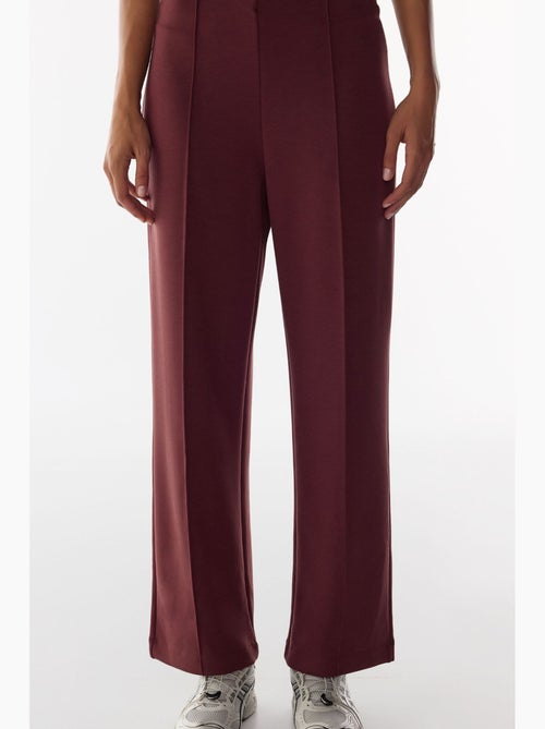 Pantalón de pierna ancha con cintura alta y canalé penti - Kiabi Pantalón de pierna ancha con cintura alta y canalé penti - Kiabi