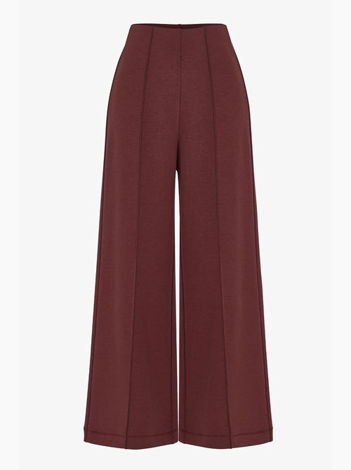 Pantalón de pierna ancha con cintura alta y canalé penti - Kiabi Pantalón de pierna ancha con cintura alta y canalé penti - Kiabi