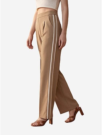 Pantalón de pierna ancha con pinzas y tiro alto my fashion