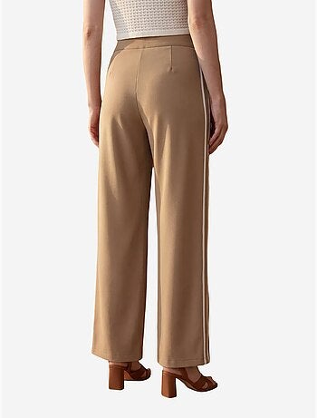 Pantalón de pierna ancha con pinzas y tiro alto my fashion