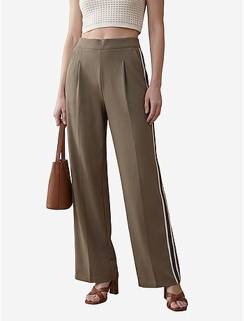 Pantalón de pierna ancha con pinzas y tiro alto my fashion