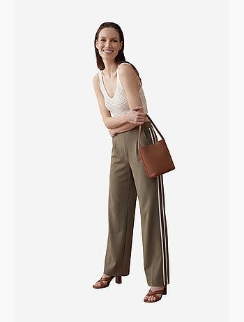 Pantalón de pierna ancha con pinzas y tiro alto my fashion