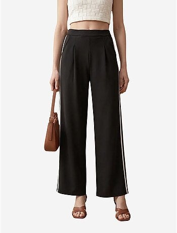 Pantalón de pierna ancha con pinzas y tiro alto my fashion