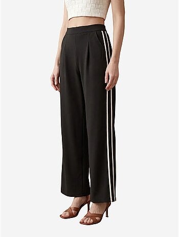 Pantalón de pierna ancha con pinzas y tiro alto my fashion