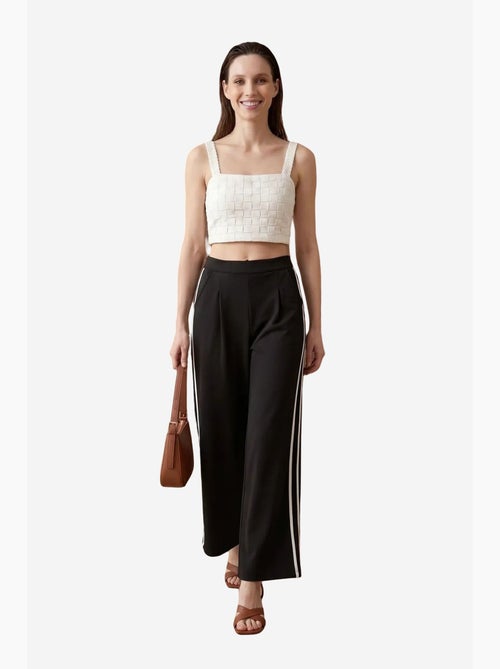 Pantalón de pierna ancha con pinzas y tiro alto my fashion - Kiabi