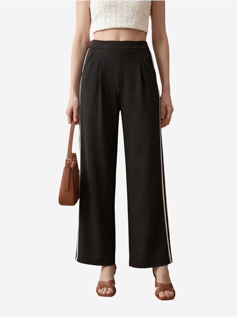 Pantalón de pierna ancha con pinzas y tiro alto my fashion Negro - Kiabi