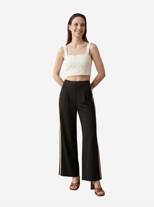 Pantalón de pierna ancha con pinzas y tiro alto my fashion - Kiabi