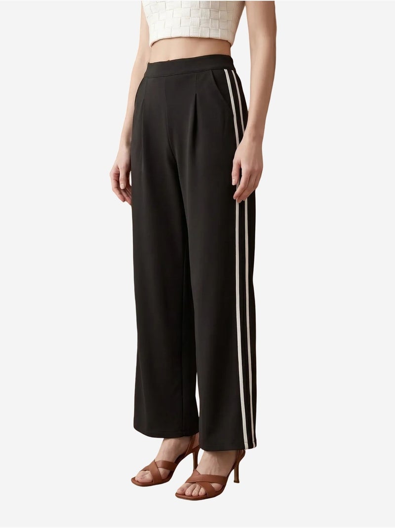 Pantalón de pierna ancha con pinzas y tiro alto my fashion Negro - Kiabi