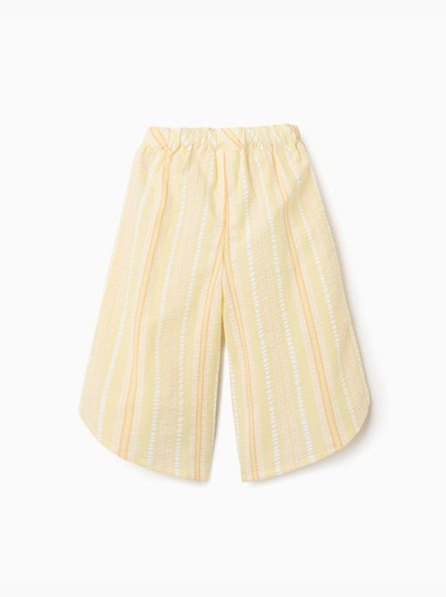Pantalón de pierna ancha de algodón a rayas - Kiabi
