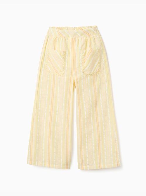 Pantalón de pierna ancha de algodón a rayas - Kiabi