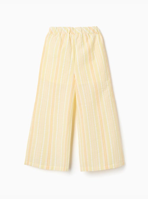 Pantalón de pierna ancha de algodón a rayas - Kiabi