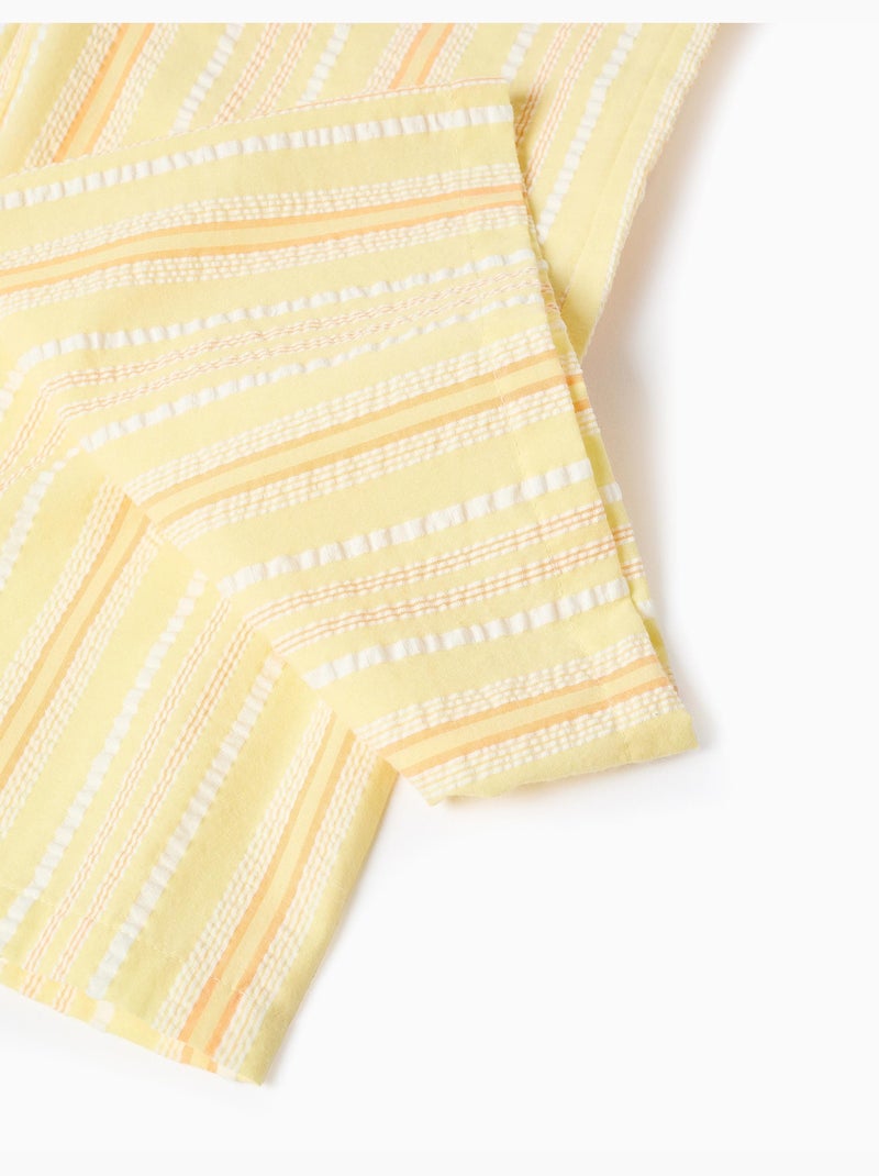 Pantalón de pierna ancha de algodón a rayas Amarillo claro - Kiabi
