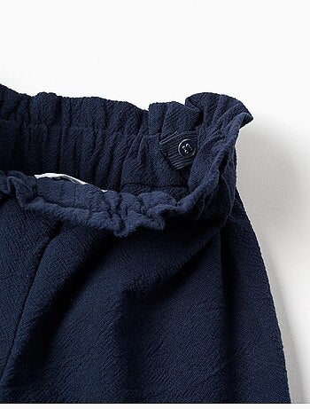 Pantalón de pierna ancha de algodón con flores bordadas