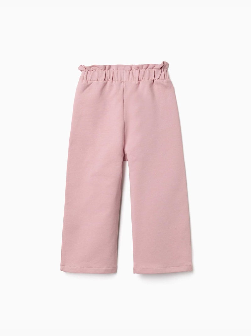 Pantalón de pierna ancha de felpa con cintura elástica Rosa claro - Kiabi