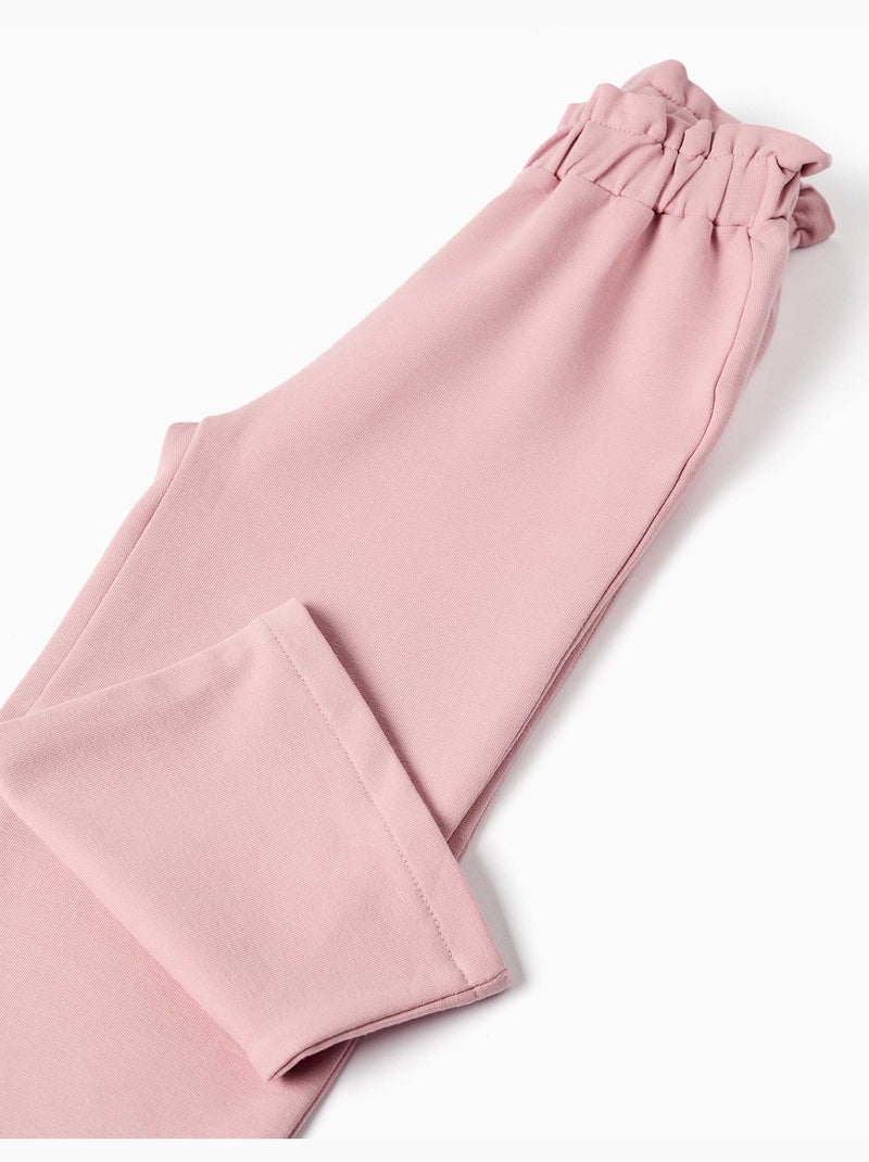 Pantalón de pierna ancha de felpa con cintura elástica Rosa claro - Kiabi
