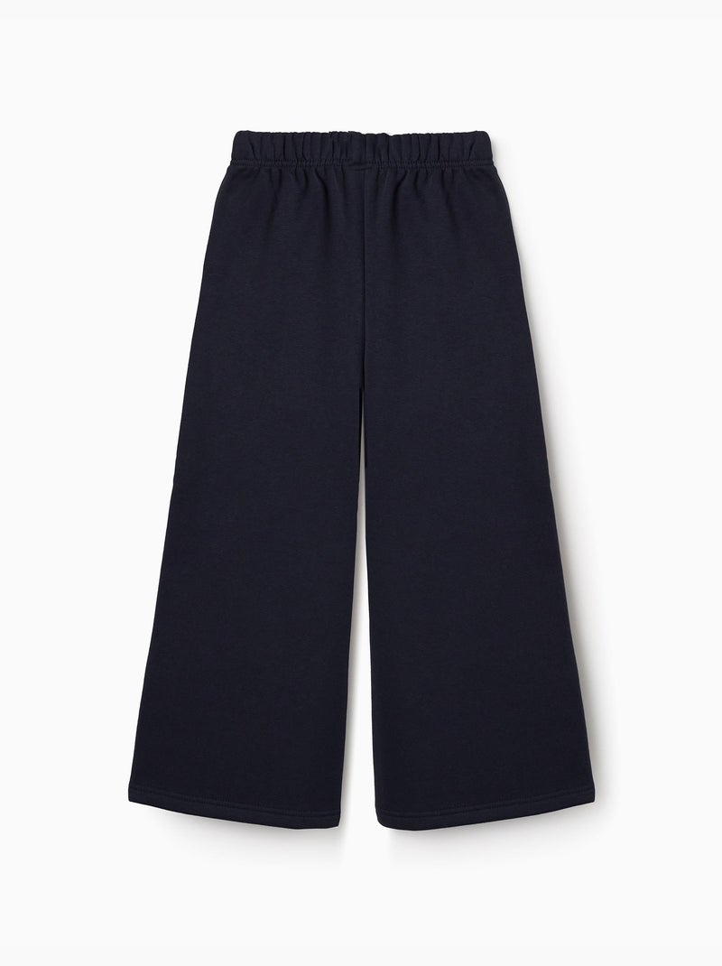 Pantalón de pierna ancha de felpa con forro perchado Azul oscuro - Kiabi