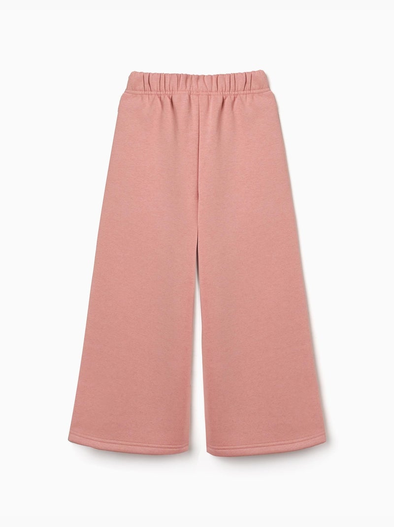Pantalón de pierna ancha de felpa con forro perchado Rosa - Kiabi