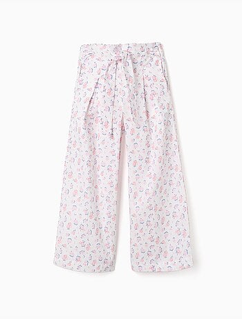 Pantalón de pierna ancha de popelina con estampado floral