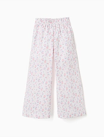 Pantalón de pierna ancha de popelina con estampado floral