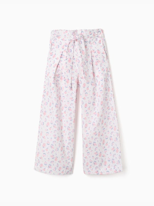 Pantalón de pierna ancha de popelina con estampado floral - Kiabi