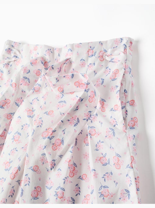 Pantalón de pierna ancha de popelina con estampado floral - Kiabi
